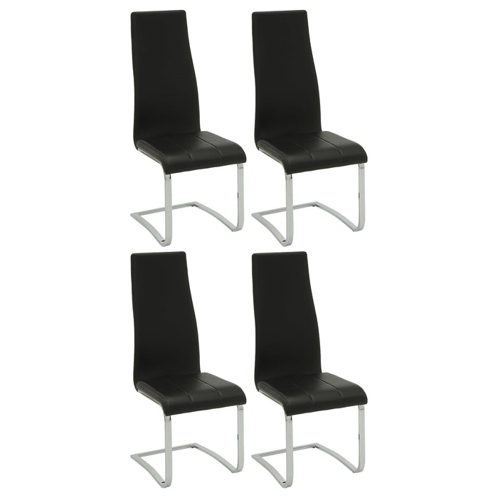 Montclair High Back Dining Chairs Black and Chrome (Set of 4) - Furniture Land (Milwaukee, WI)