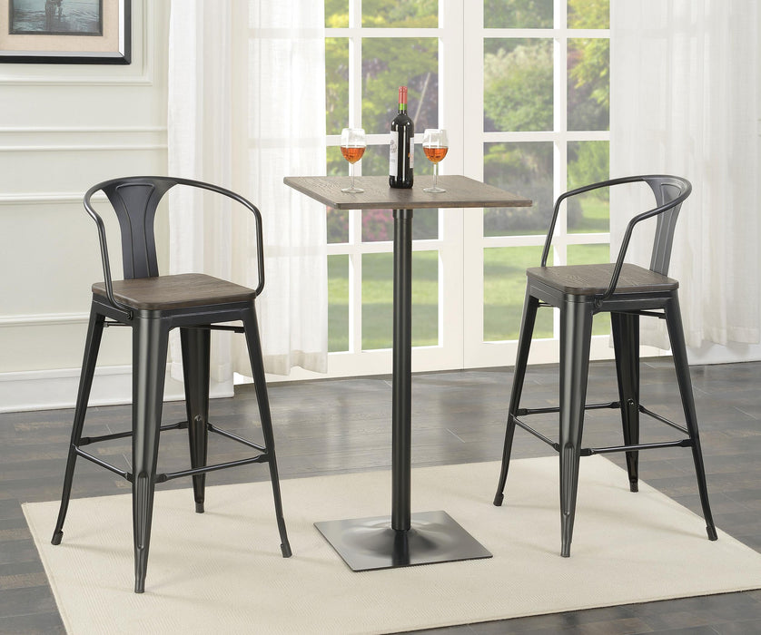 Cavalier 3-piece Square Bar Table Set Dark Elm and Black - Furniture Land (Milwaukee, WI)