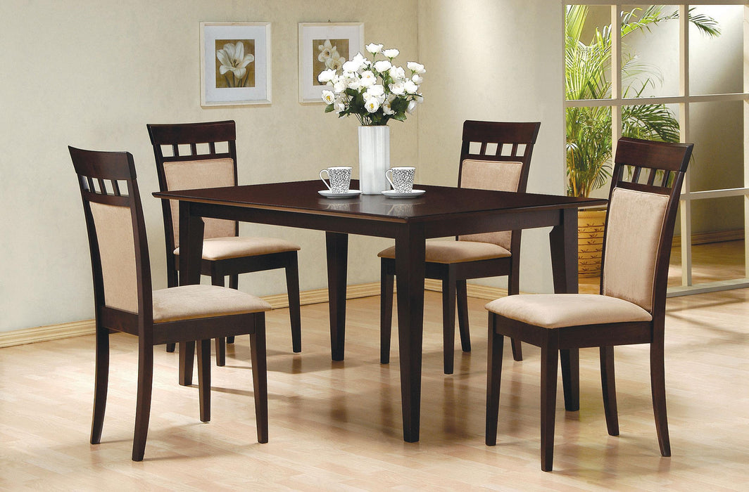 Gabriel 5-piece Rectangular 59-inch Closed Back Dining Set Cappuccino - Furniture Land (Milwaukee, WI)