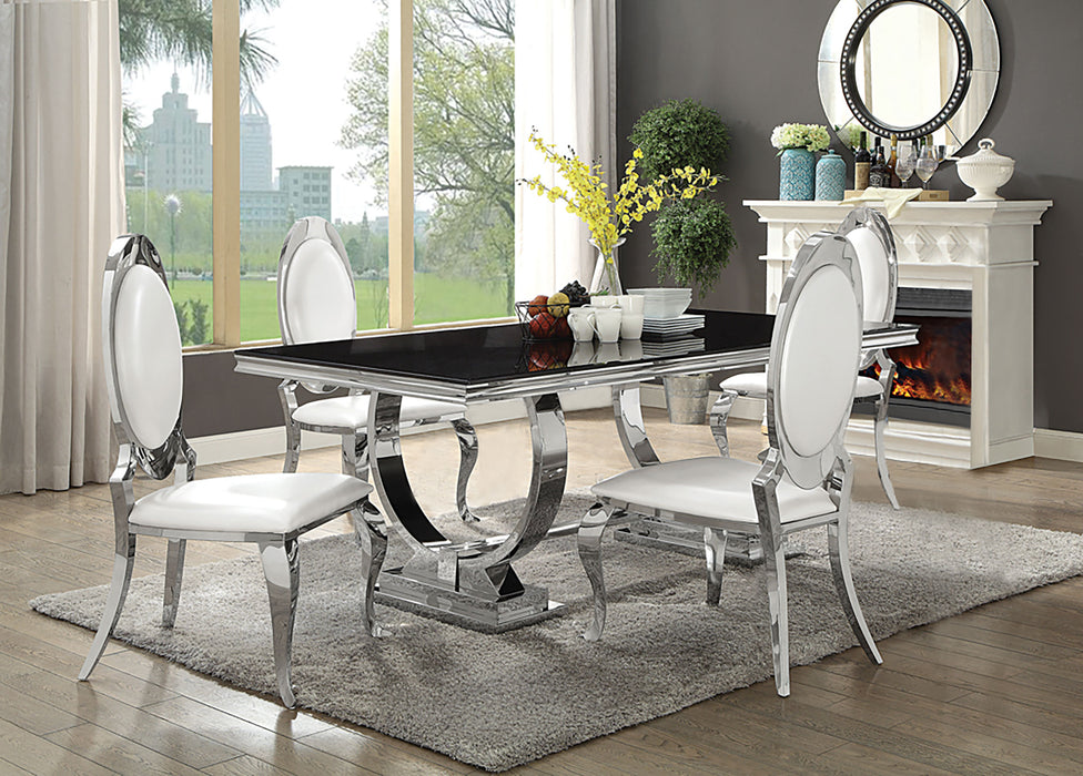 Antoine Rectangular Glass Top Dining Set Chrome - Furniture Land (Milwaukee, WI)
