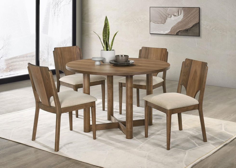 Crestmore 5-piece 46-inch Round Wood Dining Table Set Walnut - Furniture Land (Milwaukee, WI)