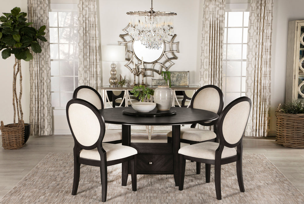 Twyla 5-piece Round Dining Set Dark Cocoa and Cream - Furniture Land (Milwaukee, WI)