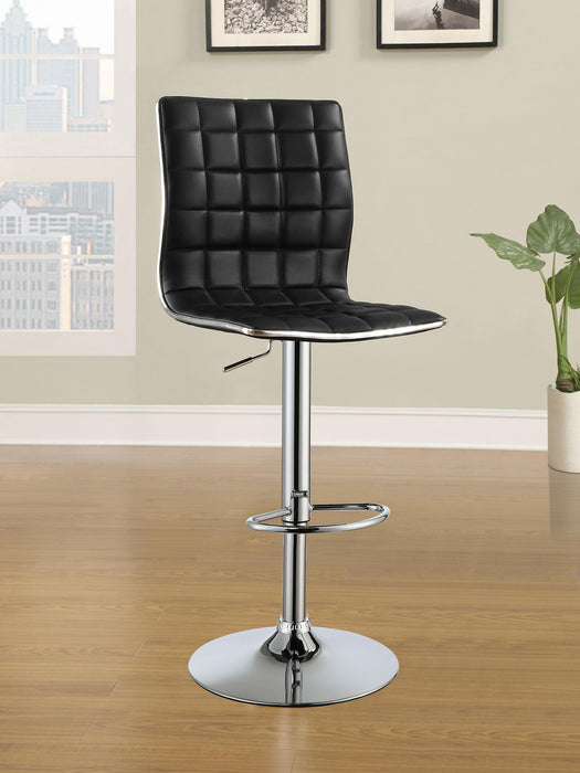 Ashbury Upholstered Adjustable Bar Stools Black and Chrome (Set of 2) - Furniture Land (Milwaukee, WI)