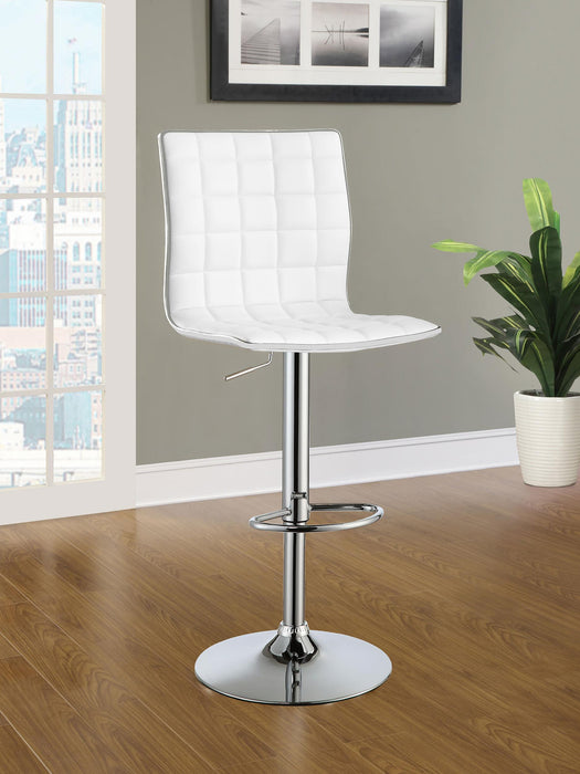 Ashbury Upholstered Adjustable Bar Stools White and Chrome (Set of 2) - Furniture Land (Milwaukee, WI)