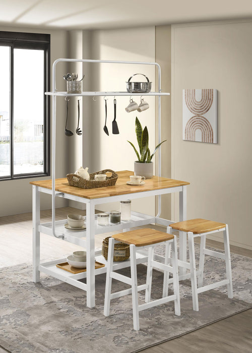 Edgeworth 3-piece Kitchen Island Counter Table Set White - Furniture Land (Milwaukee, WI)