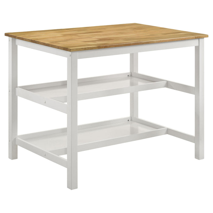Edgeworth Kitchen Island Counter Table Brown and White - Furniture Land (Milwaukee, WI)