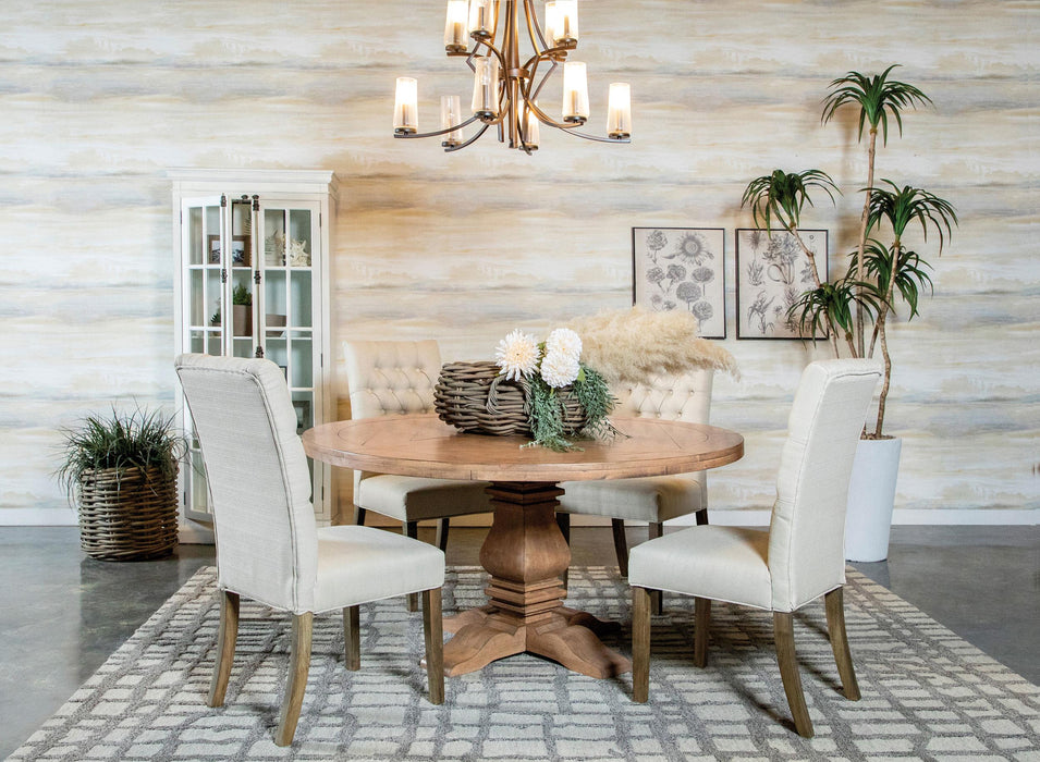 Florence 5-piece Round Dining Table Set Rustic Honey - Furniture Land (Milwaukee, WI)