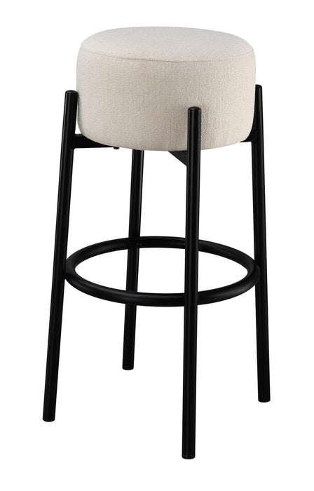 Leonard Upholstered Backless Round Stools White and Black (Set of 2) - Furniture Land (Milwaukee, WI)