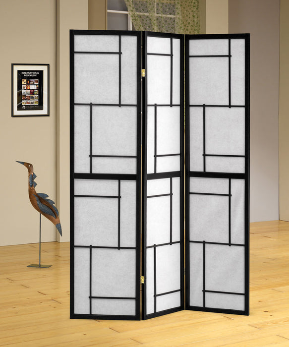 Damis 3-panel Folding Floor Screen Black and White - Furniture Land (Milwaukee, WI)