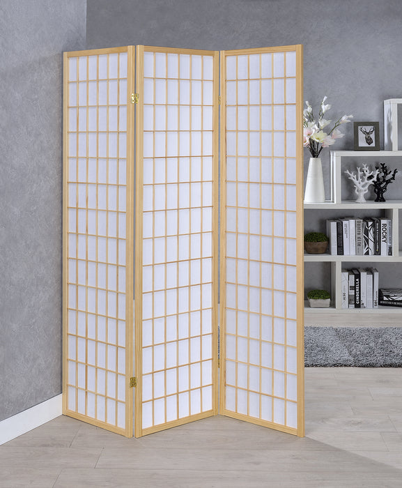 Carrie 3-panel Folding Screen Natural and White - Furniture Land (Milwaukee, WI)