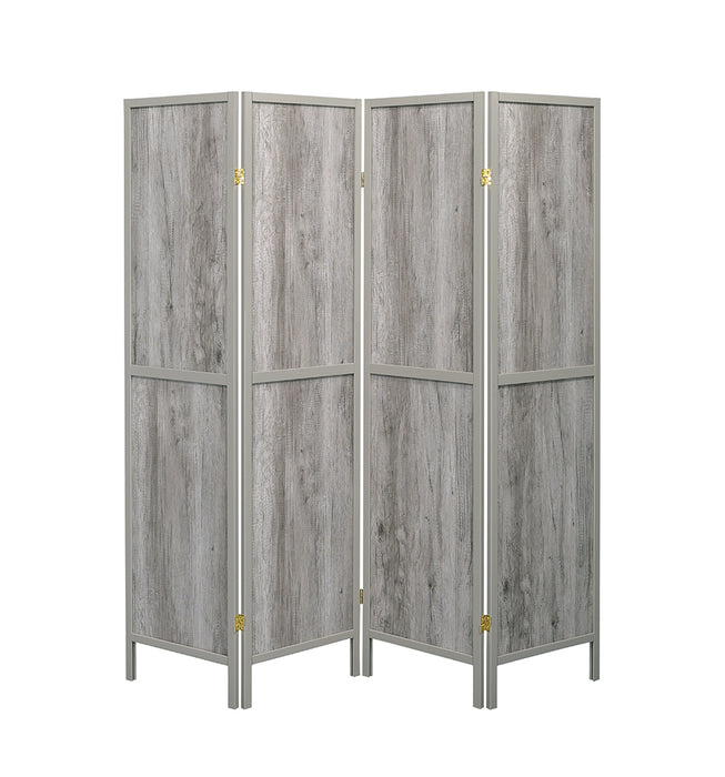 Deepika 4-panel Folding Screen Grey Driftwood - Furniture Land (Milwaukee, WI)