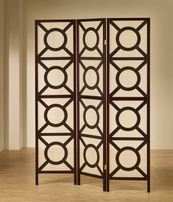 Vulcan 3-panel Geometric Folding Screen Tan and Cappuccino - Furniture Land (Milwaukee, WI)