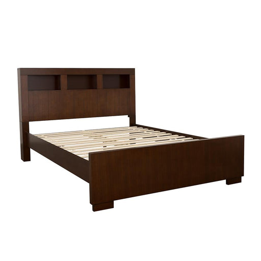 Jessica California King, E.king, & Queen Bed with Storage Headboard Cappuccino - Furniture Land (Milwaukee, WI)