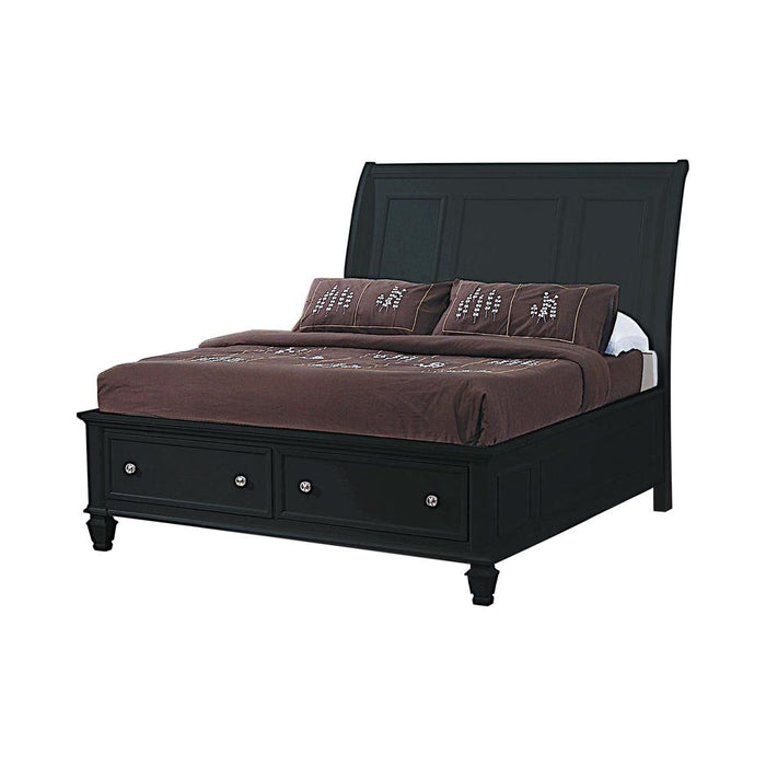 Sandy Beach Queen & E.King Storage Sleigh Bed Black & White - Furniture Land (Milwaukee, WI)