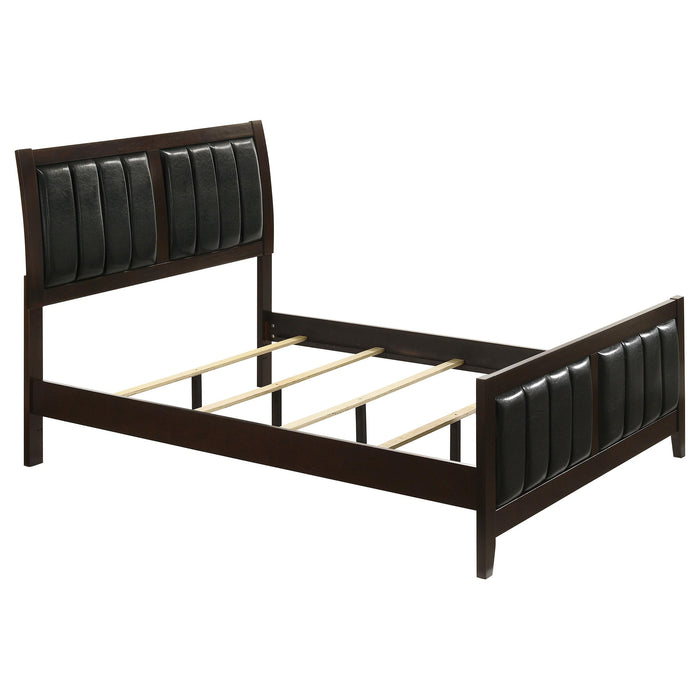 Carlton Full & Twin Upholstered Panel Bed Cappuccino and Black - Furniture Land (Milwaukee, WI)