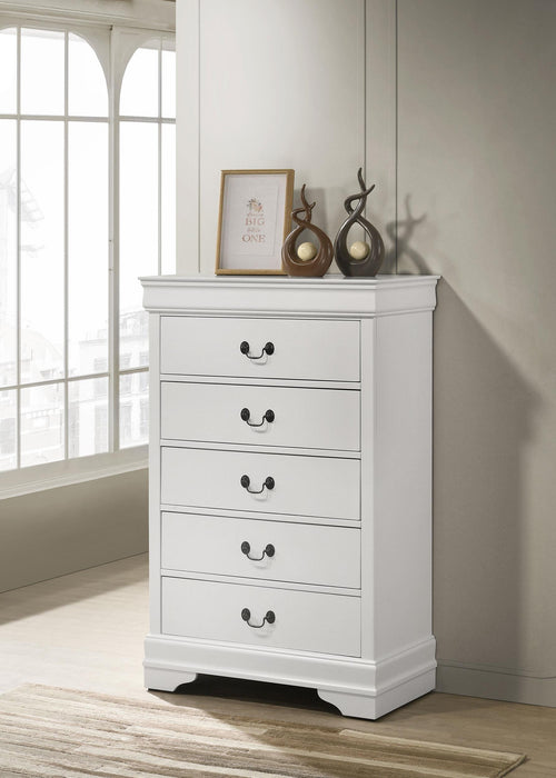 Louis Philippe 5-drawer Bedroom Chest White - Furniture Land (Milwaukee, WI)