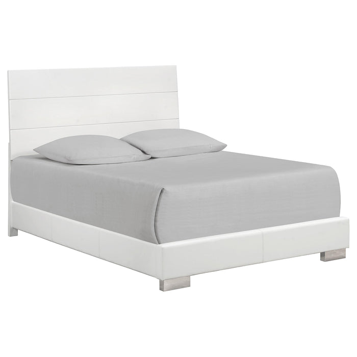 Felicity Eastern King, Queen, & Cal.King Panel Bed Glossy White - Furniture Land (Milwaukee, WI)