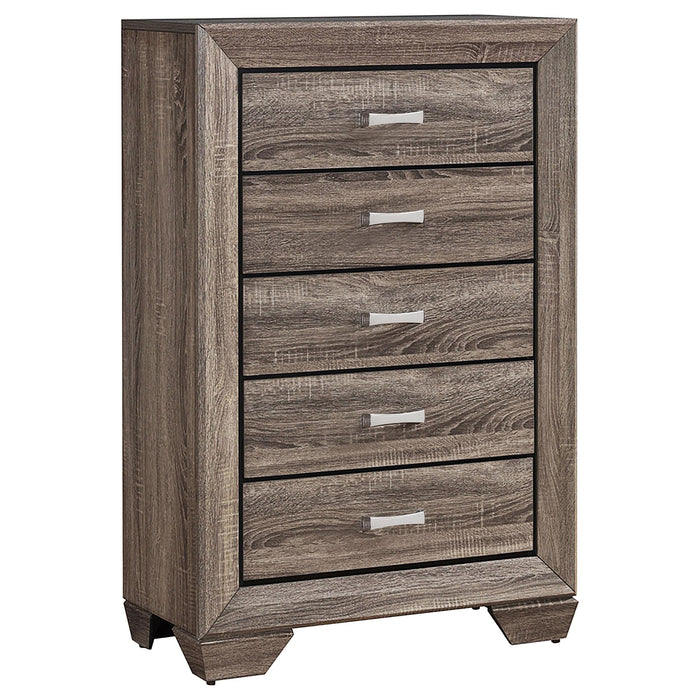 Kauffman 5-drawer Chest Washed Taupe - Furniture Land (Milwaukee, WI)