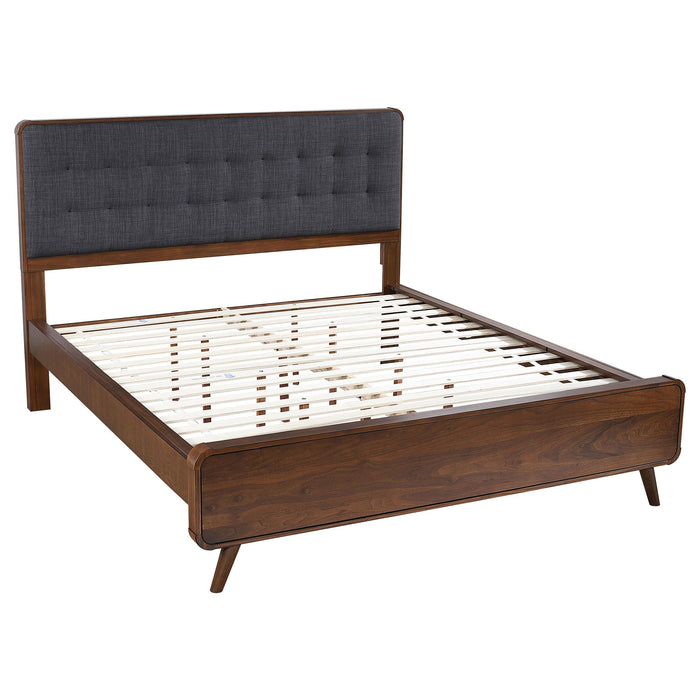Robyn California King, E.King, & Queen Bed with Upholstered Headboard Dark Walnut - Furniture Land (Milwaukee, WI)