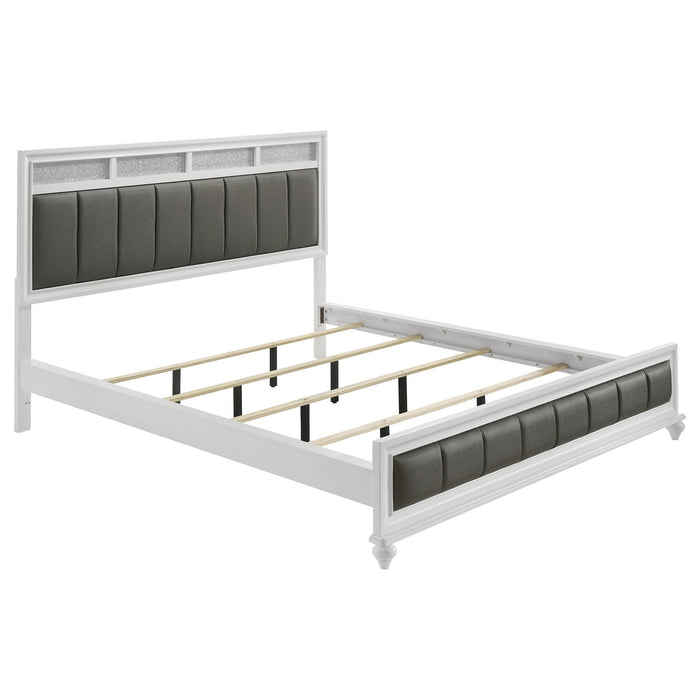 Barzini California King, E.King, & Queen Upholstered Panel Bed White - Furniture Land (Milwaukee, WI)