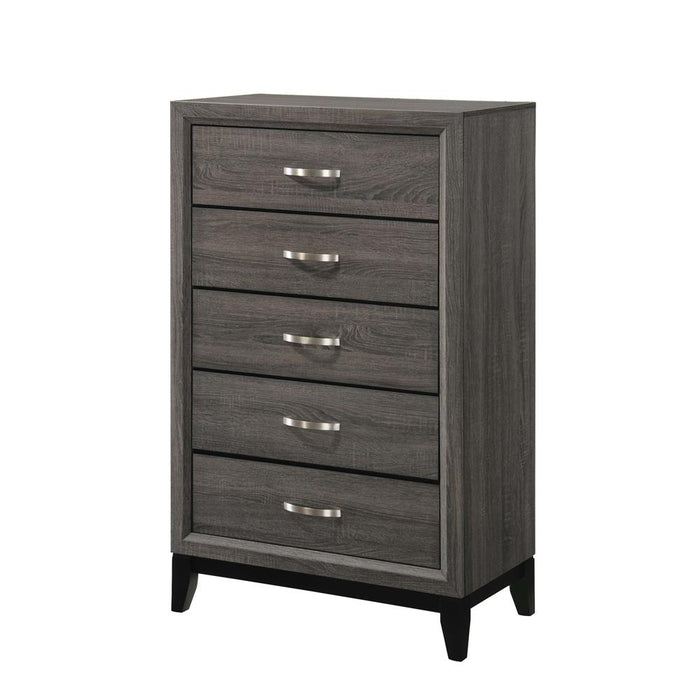 Watson 5-drawer Chest Grey Oak and Black - Furniture Land (Milwaukee, WI)