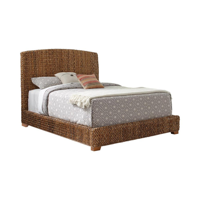 Laughton Hand-Woven Banana Leaf California King, E.King, & Queen Bed Amber - Furniture Land (Milwaukee, WI)