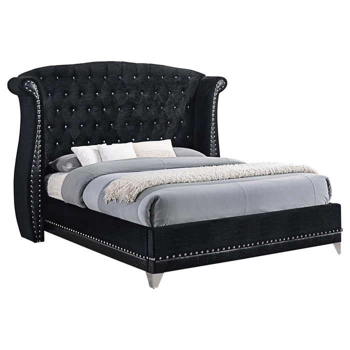 Barzini California King, E.King, & Queen Tufted Upholstered Bed Black - Furniture Land (Milwaukee, WI)