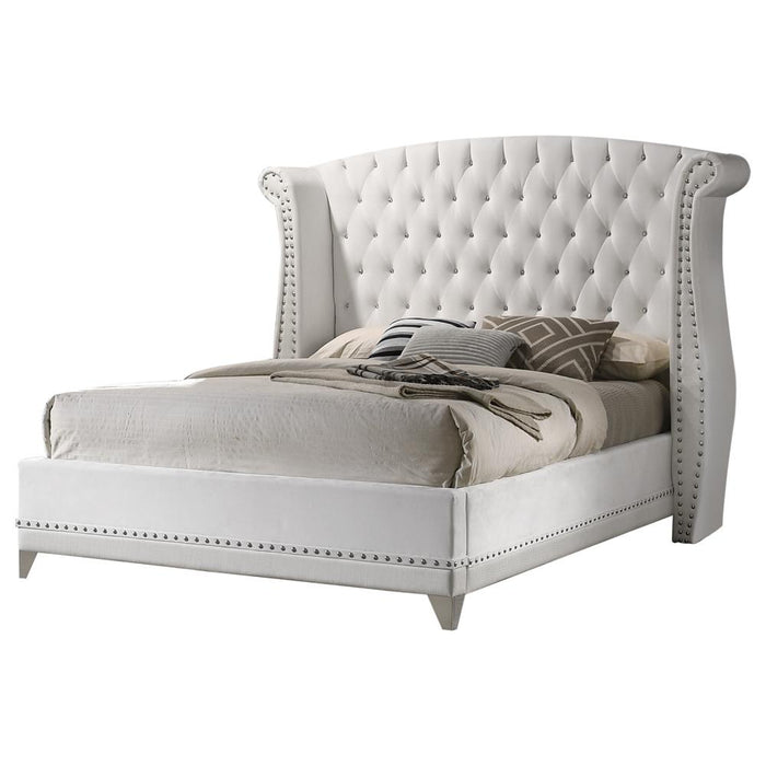 Barzini California King, Eking, & Queen Wingback Tufted Bed White - Furniture Land (Milwaukee, WI)