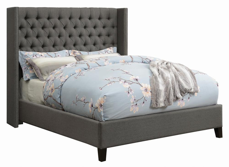 Bancroft Demi-wing Upholstered California King, E.King, Queen & Full Bed Grey - Furniture Land (Milwaukee, WI)