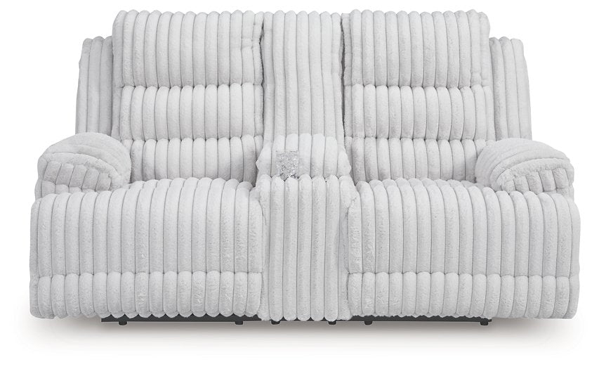Rhines Falls Power Reclining Loveseat with Console - Furniture Land (Milwaukee, WI)