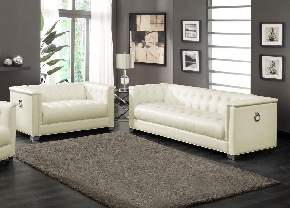 Chaviano 2-piece Upholstered Tufted Sofa Set Pearl White - Furniture Land (Milwaukee, WI)