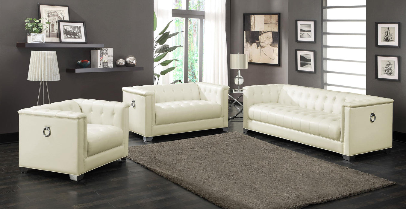 Chaviano 3-piece Upholstered Tufted Sofa Set Pearl White - Furniture Land (Milwaukee, WI)