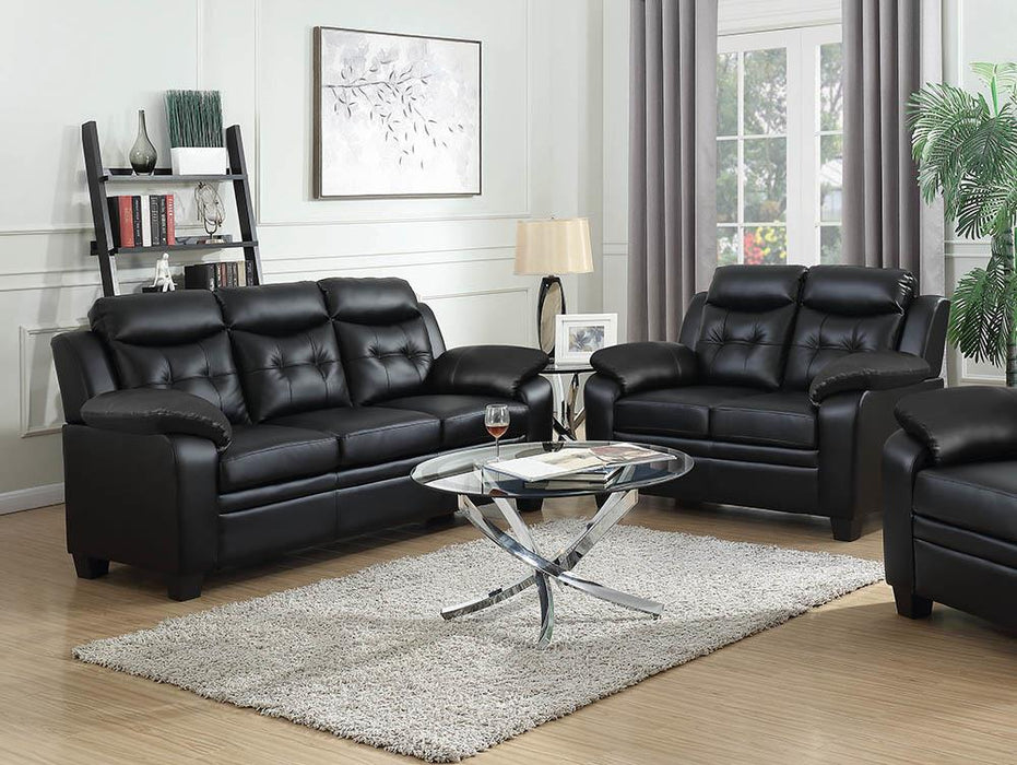 Finley Upholstered Pillow Top Arm Living Room Set Black - Furniture Land (Milwaukee, WI)