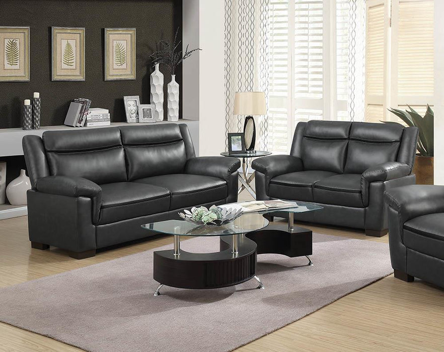 Arabella Upholstered Pillow Top Arm Living Room Set Grey - Furniture Land (Milwaukee, WI)