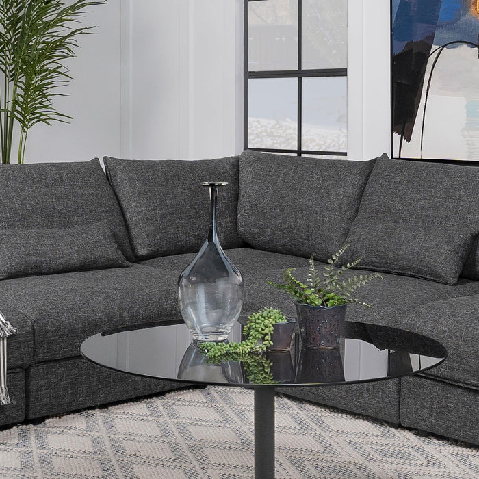 Sasha Upholstered Corner Chair Barely Black - Furniture Land (Milwaukee, WI)