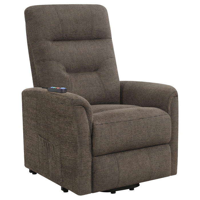 Henrietta Power Lift Recliner with Storage Pocket Brown - Furniture Land (Milwaukee, WI)