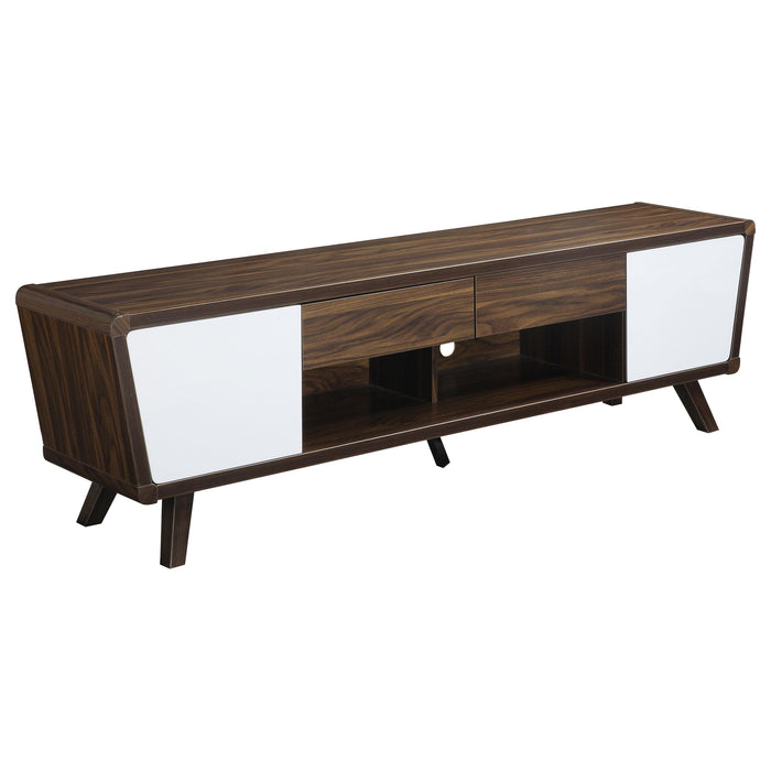 Alvin 2-drawer TV Console Dark Walnut and Glossy White - Furniture Land (Milwaukee, WI)