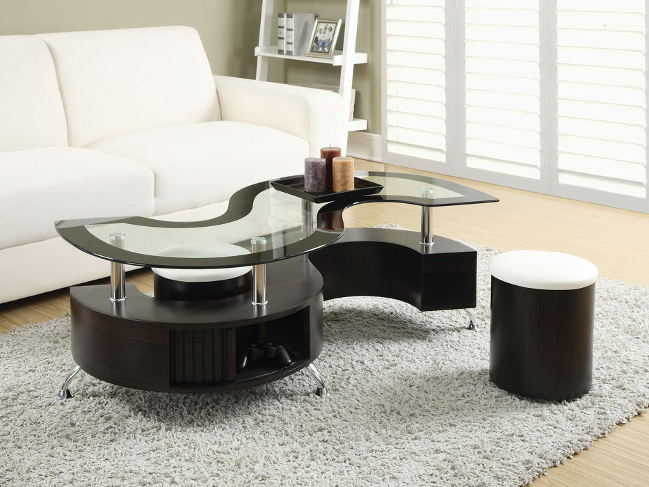Buckley 3-piece Coffee Table and Stools Set Cappuccino - Furniture Land (Milwaukee, WI)