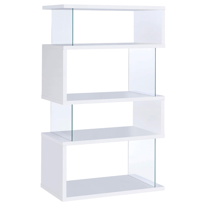 Emelle 4-tier Bookcase White and Clear - Furniture Land (Milwaukee, WI)