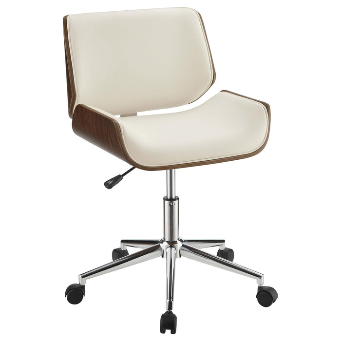 Addington Adjustable Height Office Chair Ecru and Chrome - Furniture Land (Milwaukee, WI)