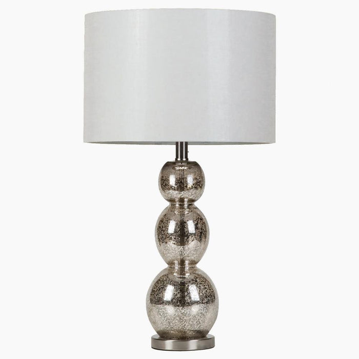 Mineta Drum Shade Table Lamp White and Antique Silver - Furniture Land (Milwaukee, WI)