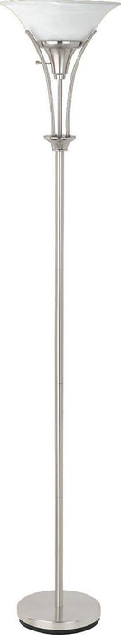 Archie Floor Lamp with Frosted Ribbed Shade Brushed Steel - Furniture Land (Milwaukee, WI)
