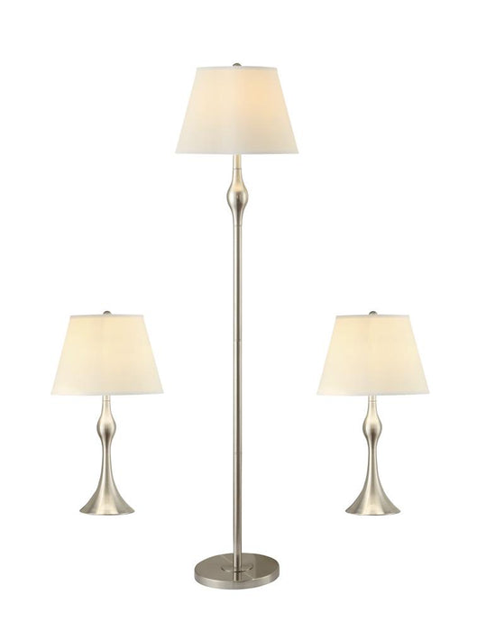 Griffin 3-piece Slender Lamp Set Brushed Nickel - Furniture Land (Milwaukee, WI)