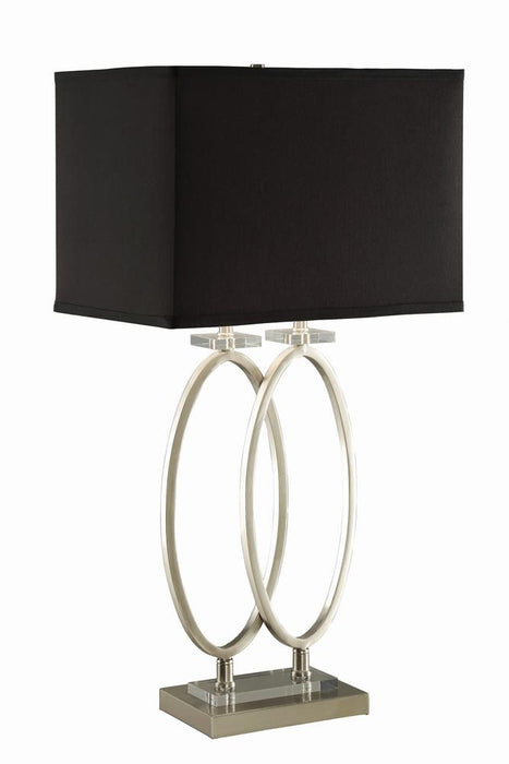 Izuku Rectangular Shade Table Lamp Black and Brushed Nickel - Furniture Land (Milwaukee, WI)