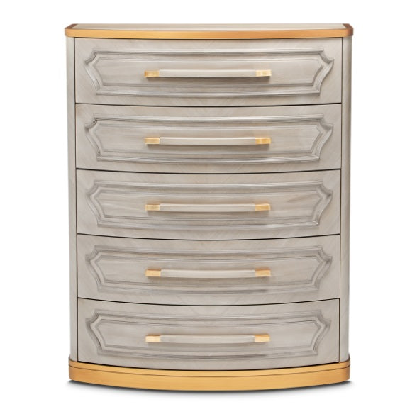AICO Furniture St.Charles 5 Drawer Highboy Chest in Dove Gray - Furniture Land (Milwaukee, WI)
