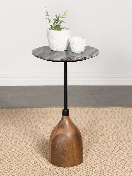 Ophelia Round Marble Top Side Table Black - Furniture Land (Milwaukee, WI)