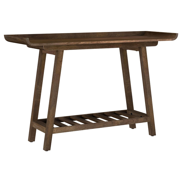 Ornelas 46-inch Console Table with Slatted Shelf Mango Brown - Furniture Land (Milwaukee, WI)