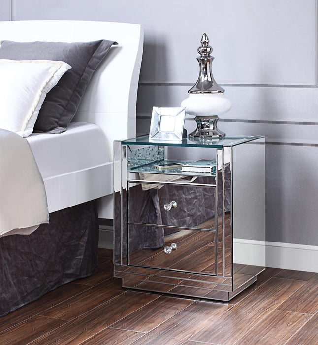 Nysa Mirrored & Faux Crystals Accent Table - Furniture Land (Milwaukee, WI)