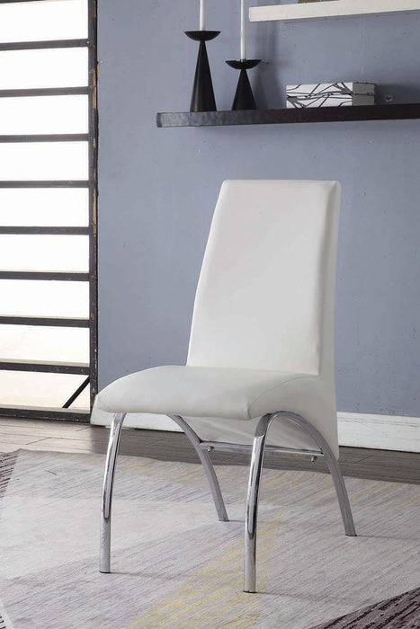 Pervis White PU & Chrome Side Chair - Furniture Land (Milwaukee, WI)