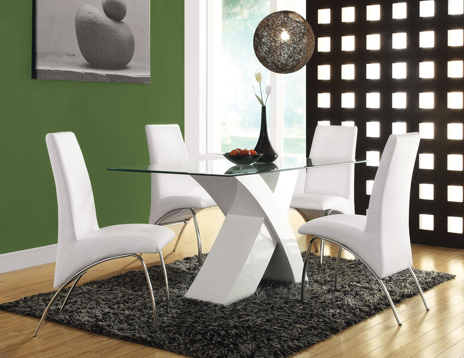 Pervis White & Clear Glass Dining Table - Furniture Land (Milwaukee, WI)